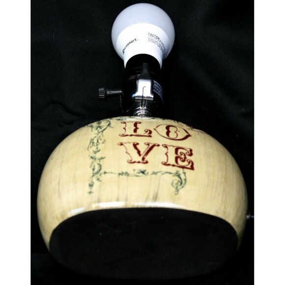 Beige Love Ceramic Lamp Small Floral Red Old World Vtg Look Inspired Flower Rose - Picture 8 of 10